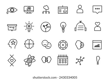 Psychology and mental health line icon set. Simple line art style icons pack. Thin line web icon set.