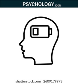 Psychology and mental icon. Containing depression, anxiety, stress, mental care, empathy, loneliness,  psychology symbol,  mind disorder and more.Editable stroke. Vector illustration. EPS 10.
