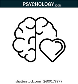 Psychology and mental icon. Containing depression, anxiety, stress, mental care, empathy, loneliness,  psychology symbol,  mind disorder and more.Editable stroke. Vector illustration. EPS 10.