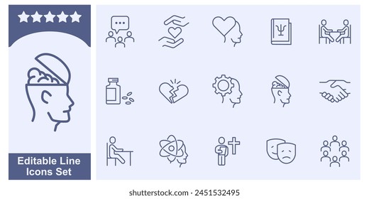 Psychology and mental icon set. Mental health symbol template for graphic and web design collection logo vector illustration