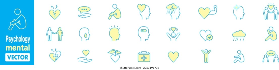 Psychology and mental line icons collection Vector illustration