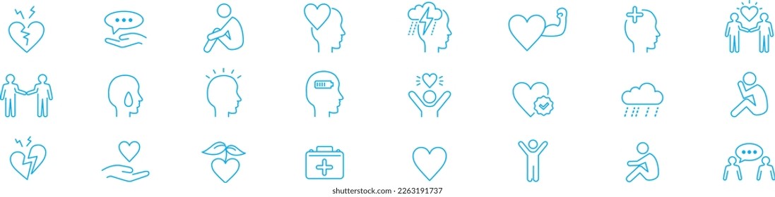 Psychology and mental line icons collection Vector illustration