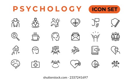 Psychology and mental line icons collection.Set of thin line web icon set, simple outline icons collection, Pixel Perfect icons, Simple vector illustration.
