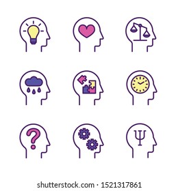 Psychology. Mind - Vector Icon Set 