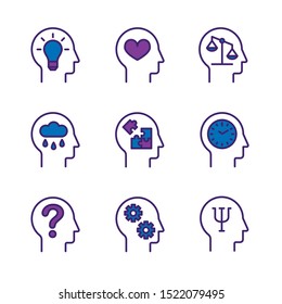 Psychology - Mind - Vector Icon Set 