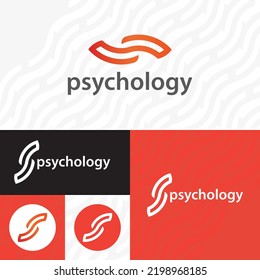 Psychology Minimal abstract Vector Logo Design.Black and White.Modern Orange Color.