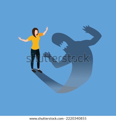 Psychology, panic attack, phobia, frustration isometric 3d vector illustration concept for banner, website, illustration, landing page, flyer, etc.