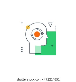 Psychology and philosophy concept. Trait of introversion of human personality. Emotional intelligence, phobia trigger, creative thinking, head ache