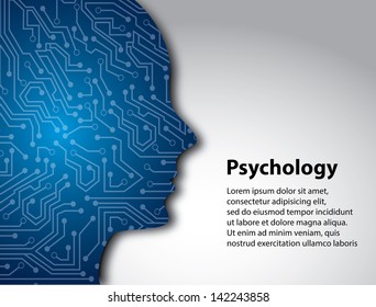 psychology   profile over gray background vector illustration