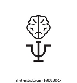 Psychology psi symbol with brain logo template vector icon design