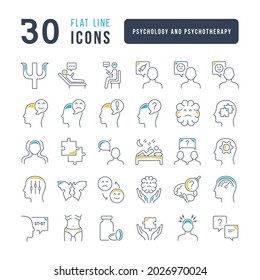 Psychology and Psychotherapy. Collection of perfectly thin icons for web design, app, and the most modern projects. The kit of signs for category Medicine.