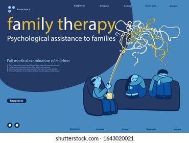 Psychology service.
 Consultation talking to psychologist. , private counseling, family psychology concept. Website landing web page template. Vector illustration