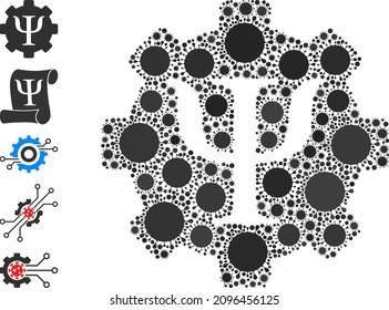 Icono de mosaico de técnicas de psicología. Mosaico vectorial organizado con iconos de infección al azar. Collage de infecciones Icono de técnicas de psicología y más íconos.