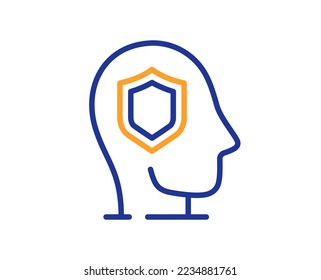 Psychology therapy line icon. Protect mental health sign. Brain care symbol. Colorful thin line outline concept. Linear style psychology icon. Editable stroke. Vector
