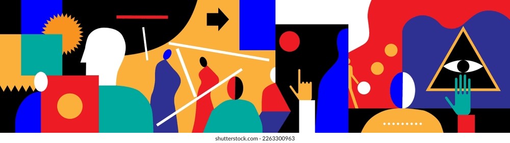 psychology of thinking , problems of modern man, riddles and mysteries abstract vector illustration 