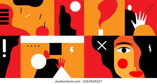 psychology of thinking , problems of modern man, riddles and mysteries abstract vector illustration