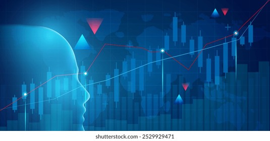 comércio de psicologia. Sucessos disciplina de comerciante e paciente. Vetor de plano de fundo azul editável