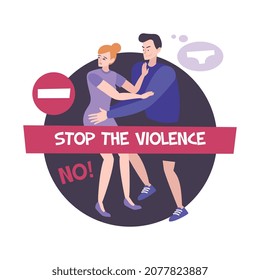 Composición de traumatismo psicológico con texto editable y lucha del hombre con ilustración de vector de la mujer