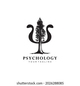 psychology and tree logos. psychology and tree icon logo silhouette vector