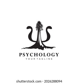 psychology and tree logos. psychology and tree icon logo silhouette vector