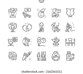 Psychology. Two heads. Family relationship, group therapy, psychological help. Pixel Perfect Vector Thin Line Icons. Simple Minimal Pictogram