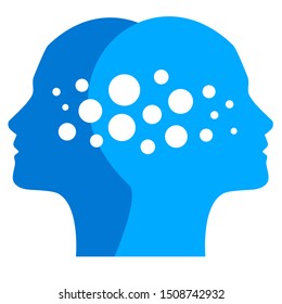 psychology vector illustration with two heads and symbol of brain - Shutterstock ID 1508742932