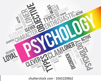 Psychology word cloud collage , social health concept background