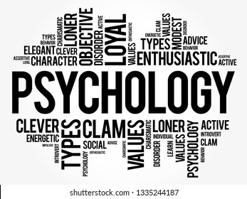 Psychology word cloud collage , social health concept background