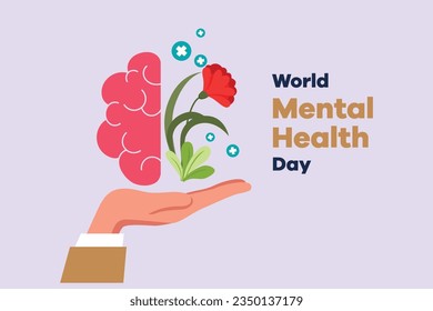 Psychology. World mental health day concept. Colored flat vector illustration isolated. 