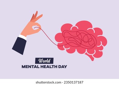 Psychology. World mental health day concept. Colored flat vector illustration isolated. 