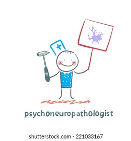 psychoneuropathologist  is drawn with a poster where the nerve cell