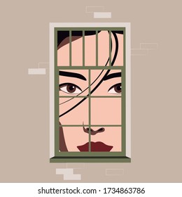 Psychopathology - Mental Health Disorder Collection - big woman face behind small window