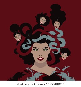 Psychopathology - Mental Health Disorder - Dissociative Identity Disorder - medusa head - woman with different representations of her head