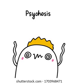 Psychosis bipolar disorder symptom man expressive in cartoon comic style illustration