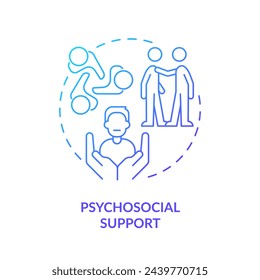 Psychosocial support blue gradient concept icon. Social services assistance. Round shape line illustration. Abstract idea. Graphic design. Easy to use in infographic, presentation, brochure, booklet