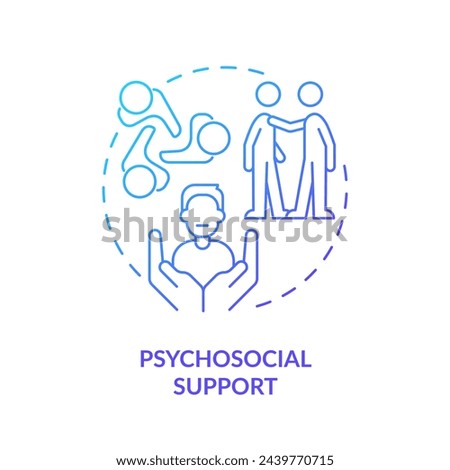 Psychosocial support blue gradient concept icon. Social services assistance. Round shape line illustration. Abstract idea. Graphic design. Easy to use in infographic, presentation, brochure, booklet