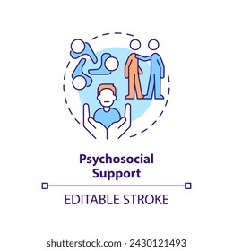 Psychosocial support multi color concept icon. Social services assistance. Round shape line illustration. Abstract idea. Graphic design. Easy to use in infographic, presentation, brochure, booklet