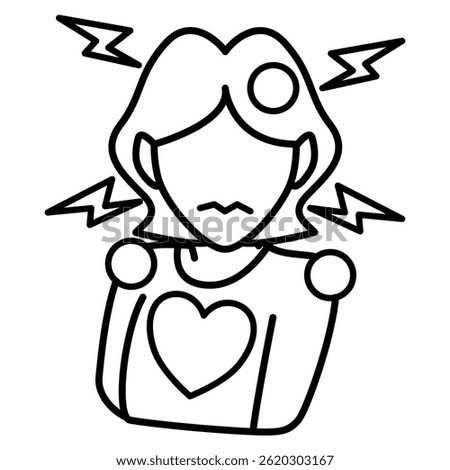 Psychosomatic Disorder icon represented by uncomfortable pose Line style.