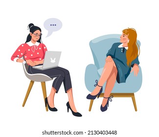 The psychotherapist conducts an individual session with his patient. Vector concept of social therapy. Working with feelings and emotions, mental health