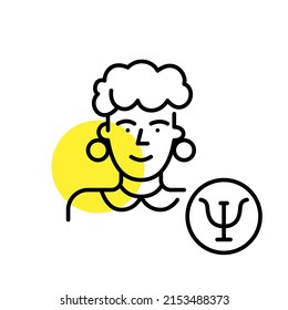 Psychotherapist mental health professional. Pixel perfect, editable stroke line icon