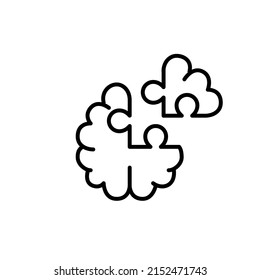 Psychotherapy as completing a puzzle in a brain. Pixel perfect, editable stroke line art icon
