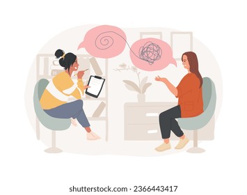 Psychotherapy isolated concept vector illustration. Non pharmacological intervention, verbal counseling, psychotherapy service, behavioral cognitive therapy, private session vector concept.