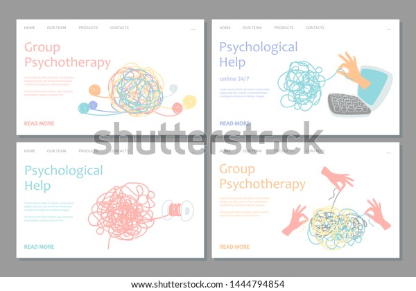 Psychotherapy Landing Page Template Vector Psychological 스톡 벡터로열티 프리 1444794854 3676