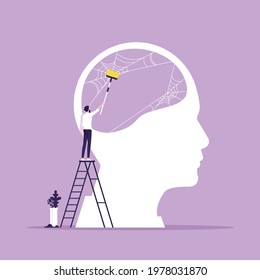 Psychotherapy metaphor, clean mind or fresh head vector concept