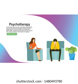 Psychotherapy Practice Psychiatrist Consulting Patient Vector Stock ...