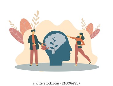 Psychotherapy practice, psychiatrist consulting patient. Mental disorder treatment. Psychologist service, private counseling, family psychology concept. Vector isolated concept creative illustration.