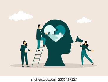 Psychotherapy practice, psychiatrist consulting patient. Mental disorder treatment. Psychologist service, private counseling, family psychology concept. Vector isolated concept creative illustration.