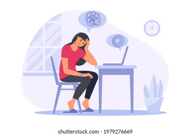 Psychotherapy practice, psychological help, psychiatrist consulting online.  Psychotherapy session online women with psychologist at home. Support, help with mental problem. Vector flat illustration