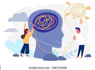 Psychotherapy practice. Woman psychologist bconsulting patient. Siety psychiatry concept vector illustration. Mental disorder treatment. Pvate counseling service family psychology concept.