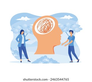 Psychotherapy practice. Woman psychologist consulting patient. Mental disorder treatment. Pvate counseling service family psychology concept. flat vector modern illustration